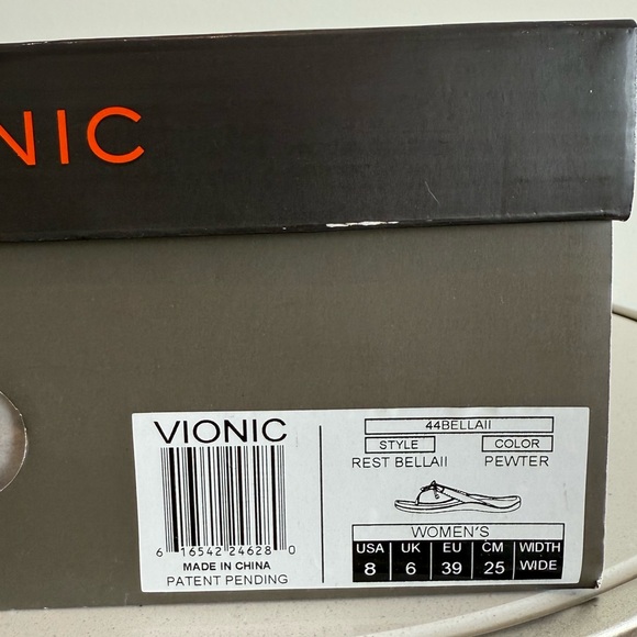New In Box Vionic Women's Bella II Thong Sandals - Pewter - Picture 5 of 6